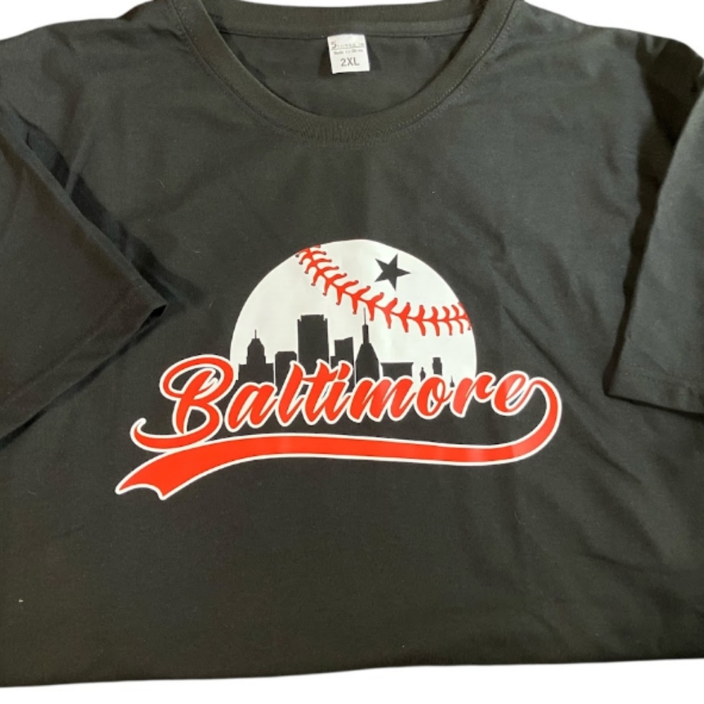 Baltimore City Scape Skyline T-Shirt For Baseball Fans
